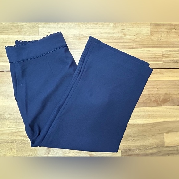 DRAPER JAMES Scallop Crop Pant Nassau Deep Navy Blue Wide Leg Size 6 - Picture 4 of 11